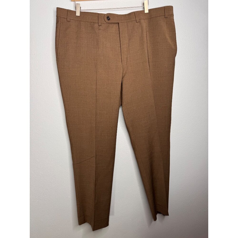 Riviera By Jack Victor Mens Traveler Brown Pants 42RX30 Wool Blend